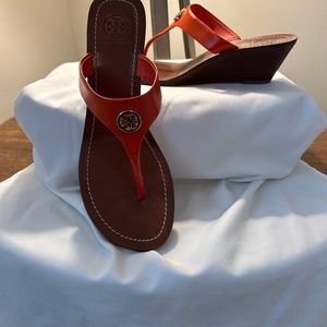 Tory Burch Orange Thong Wedge Sandals